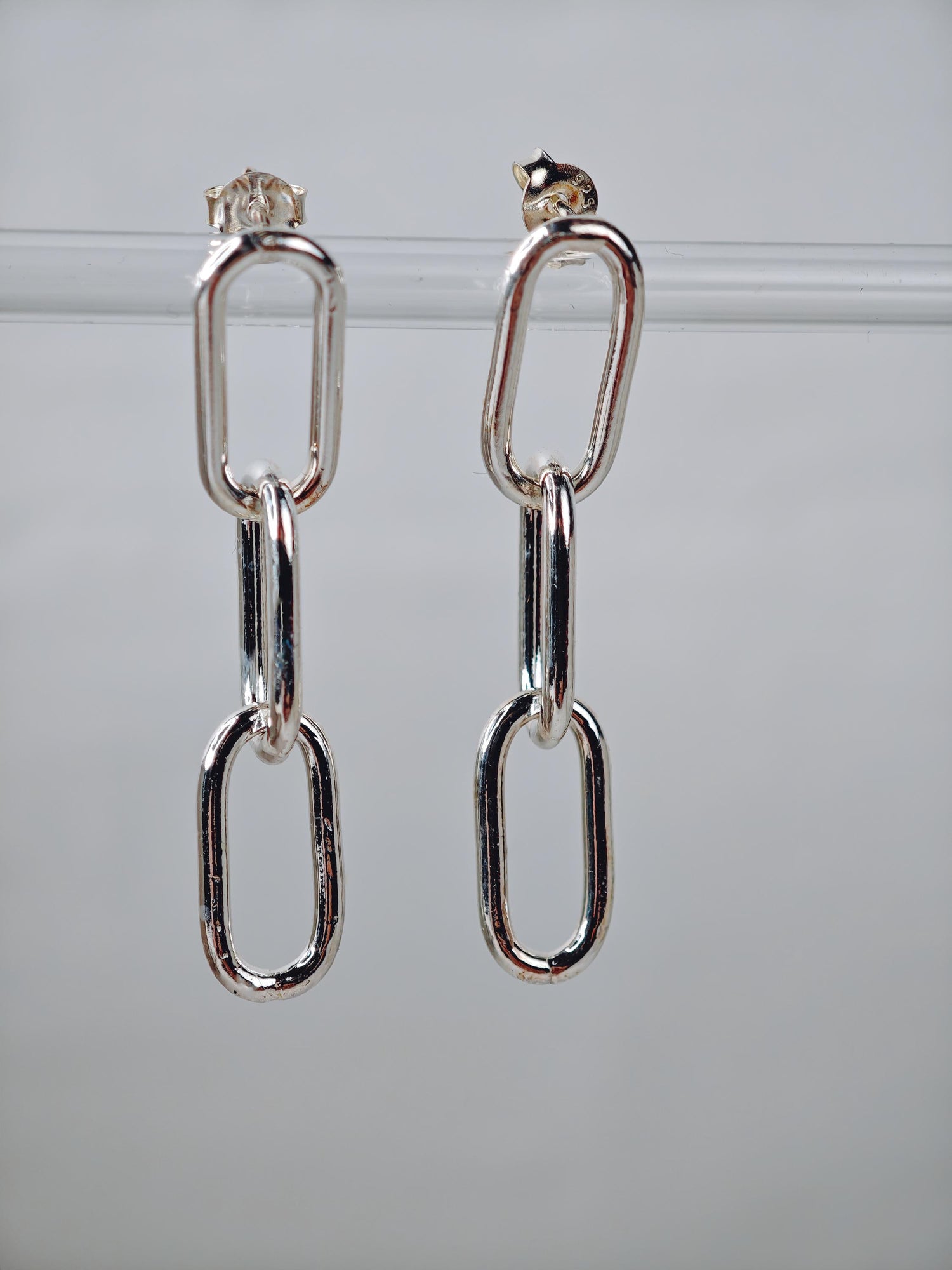 Hängeohrringe aus 925 Silber, Link Chain Ohstecker, minimalistische Paperclip Ohrringe