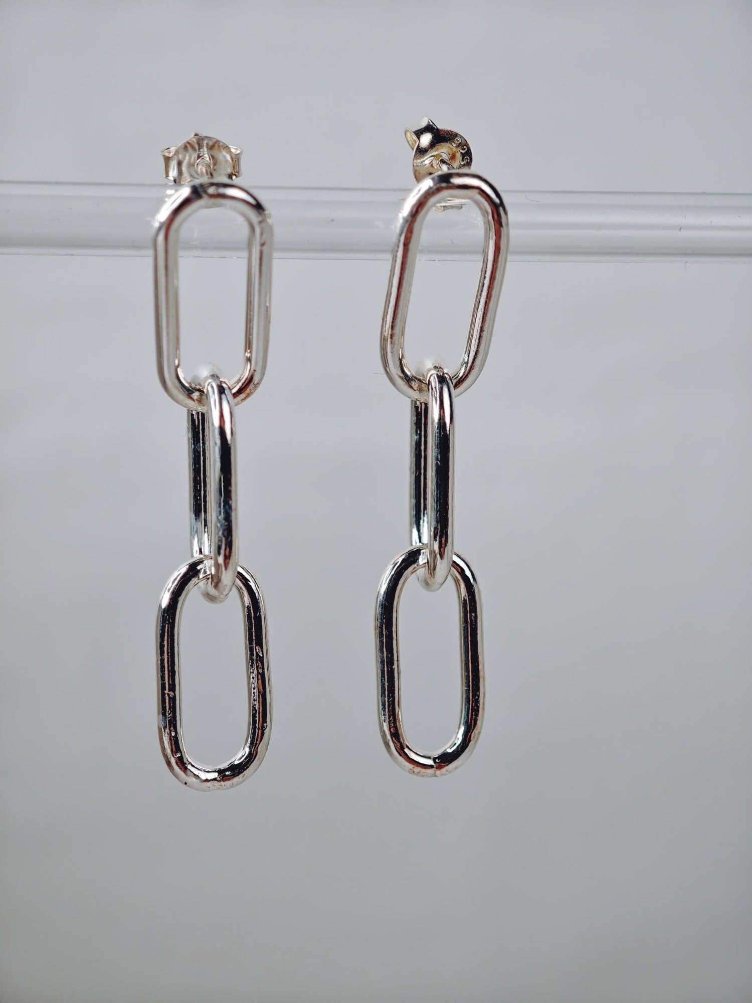 Hängeohrringe aus 925 Silber, Link Chain Ohstecker, minimalistische Paperclip Ohrringe - CocosyBerlin