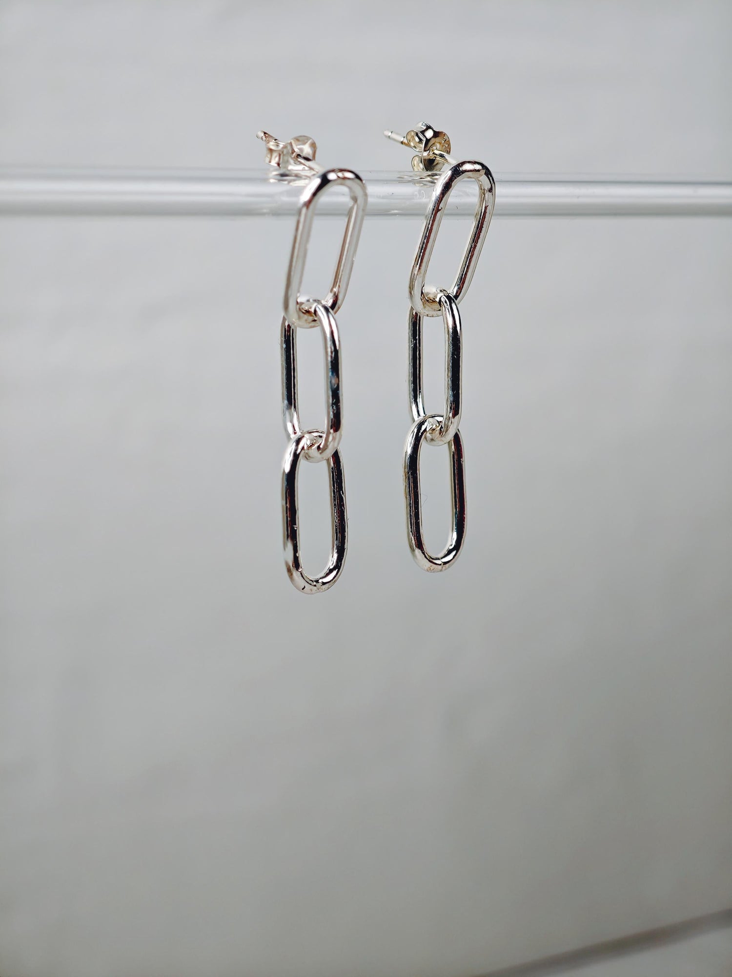 Hängeohrringe aus 925 Silber, Link Chain Ohstecker, minimalistische Paperclip Ohrringe