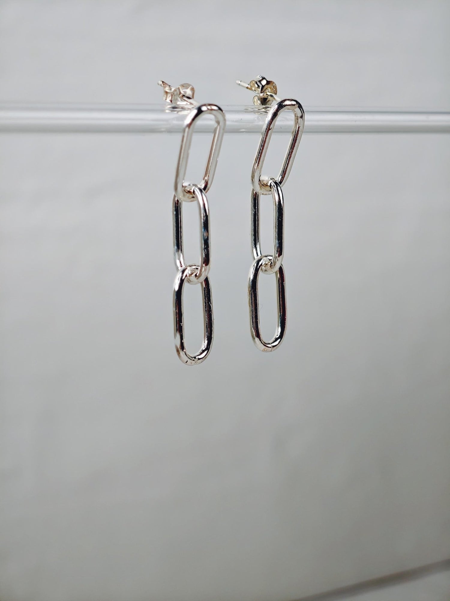 Hängeohrringe aus 925 Silber, Link Chain Ohstecker, minimalistische Paperclip Ohrringe - CocosyBerlin