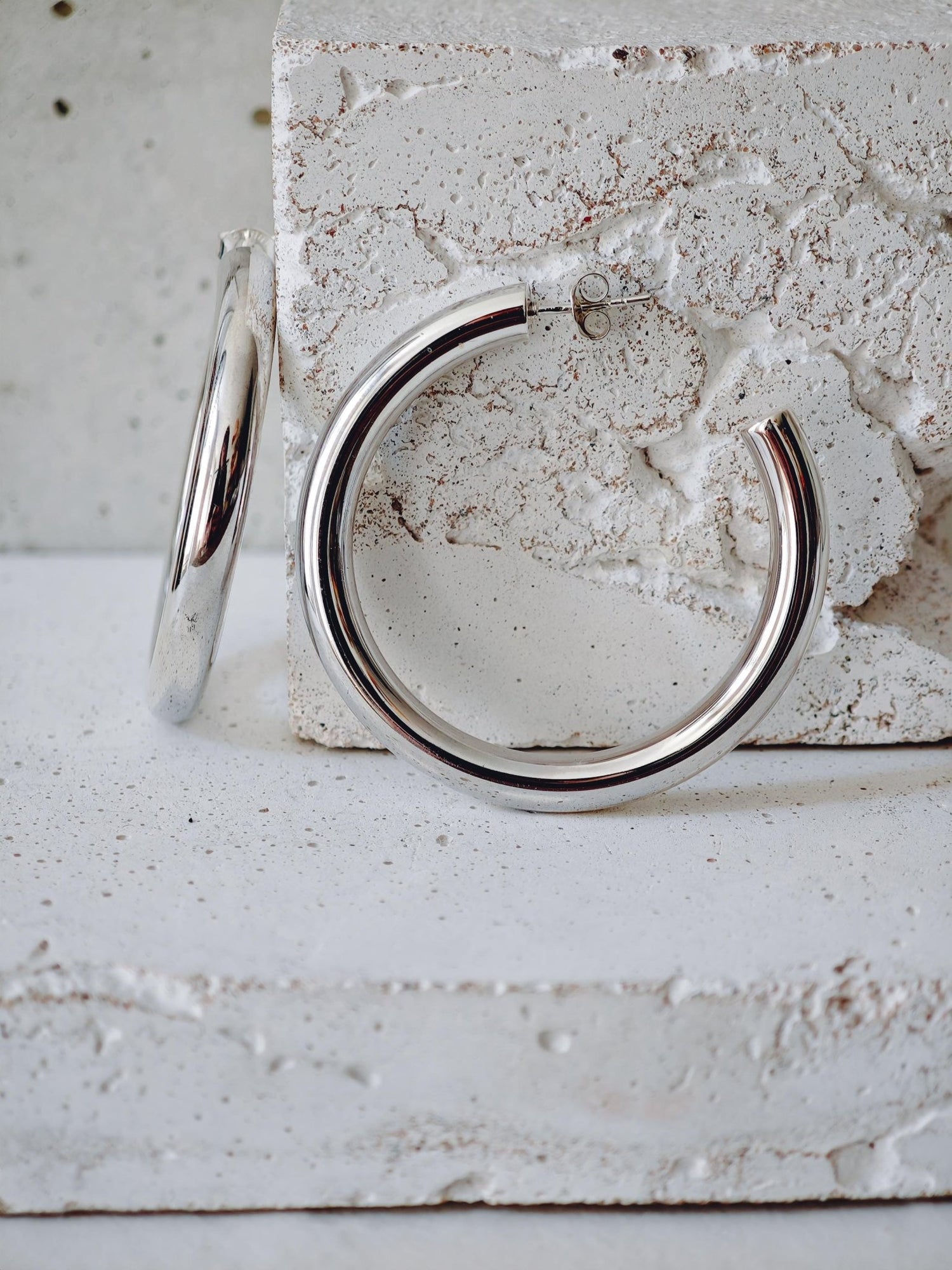 Chunky Creolen aus Silber 925, Breite offene Ohrringe, Dicke minimal Statement Hoops - CocosyBerlin