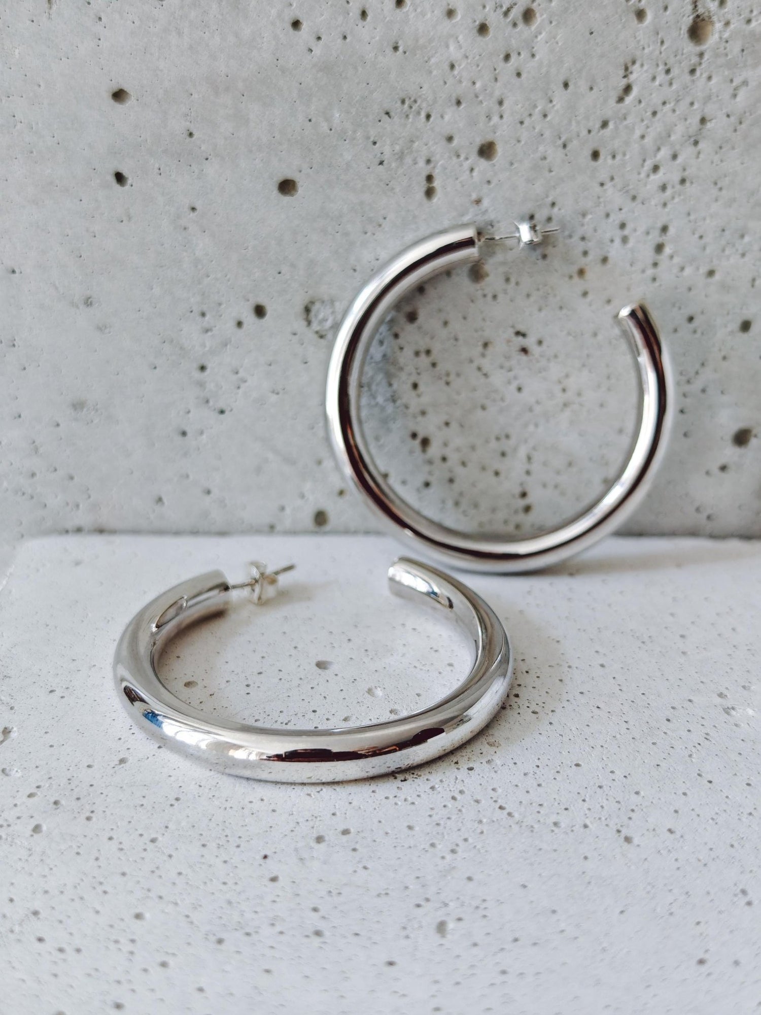 Chunky Creolen aus Silber 925, Breite offene Ohrringe, Dicke minimal Statement Hoops - CocosyBerlin
