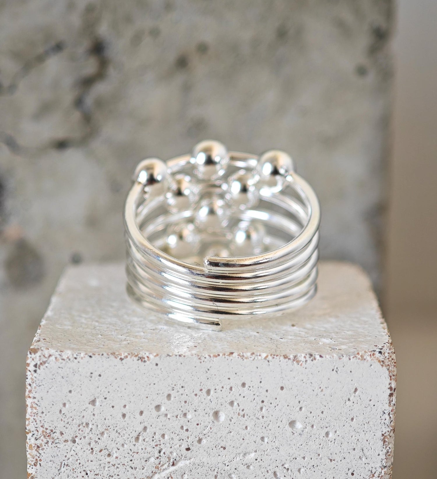 Bubble Ring 925 Silber, Statement Kugelring aus Sterling Silber, Chunky Ball Ring - CocosyBerlin