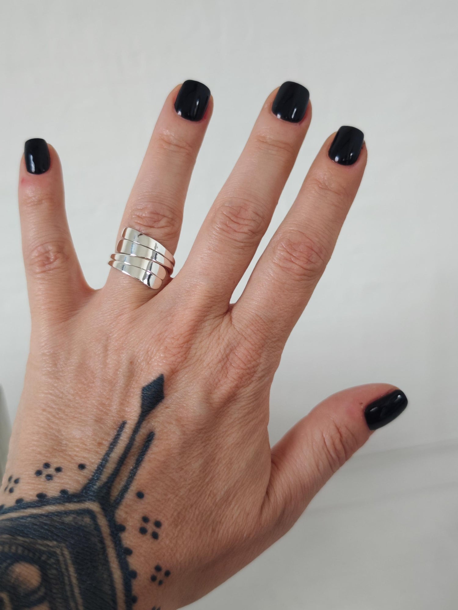 Statement Wickelring aus 925 Silber, breiter Wrap Ring, Geschwungener Silberring