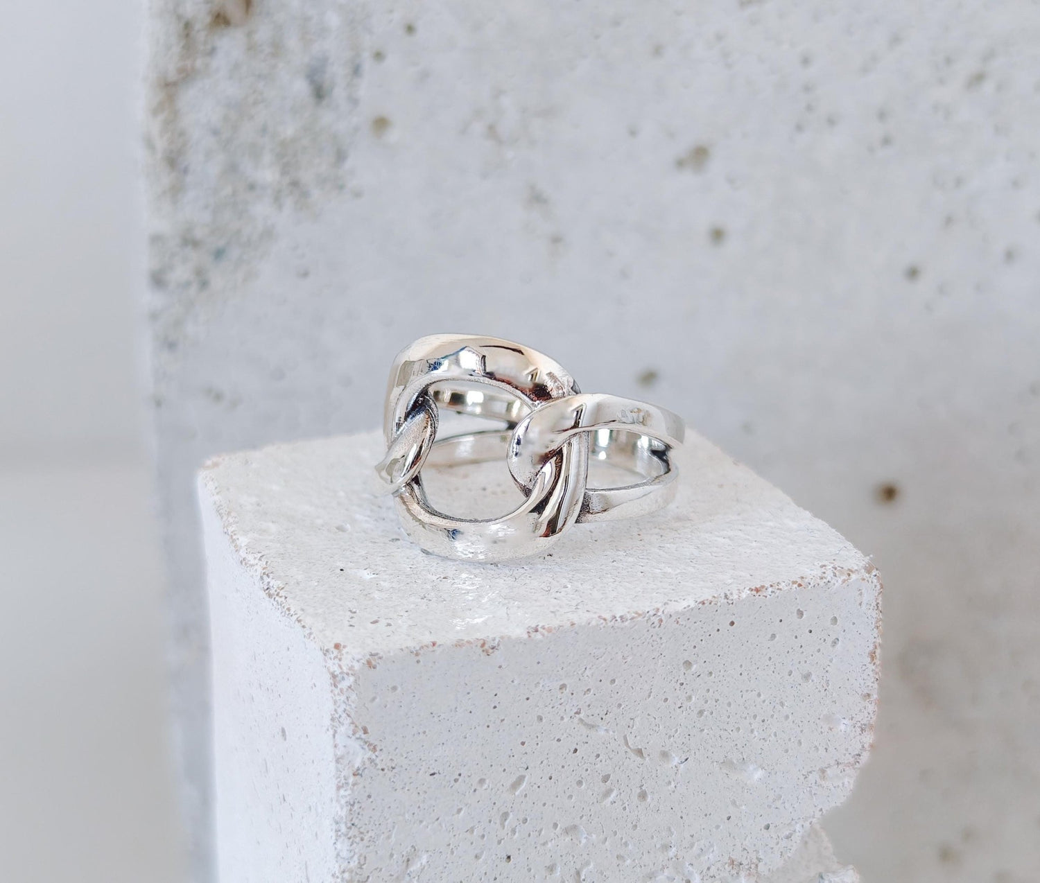 Statement Ring aus 925 Silber, Bold Chunky Ring, Silver Link Chain Ring - CocosyBerlin