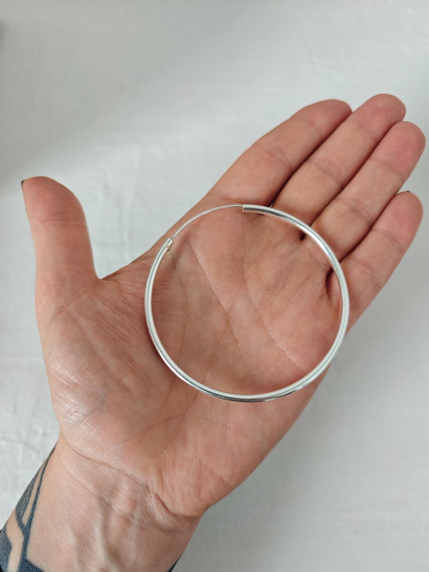 Grandes créoles XL Argent 925, créoles sans fin argentées 70 mm