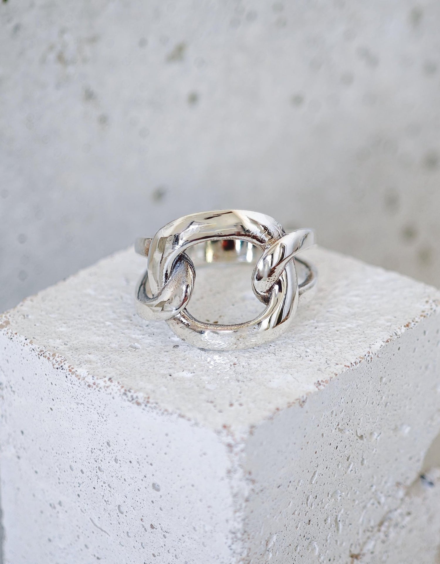 Statement Ring aus 925 Silber, Bold Chunky Ring, Silver Link Chain Ring - CocosyBerlin