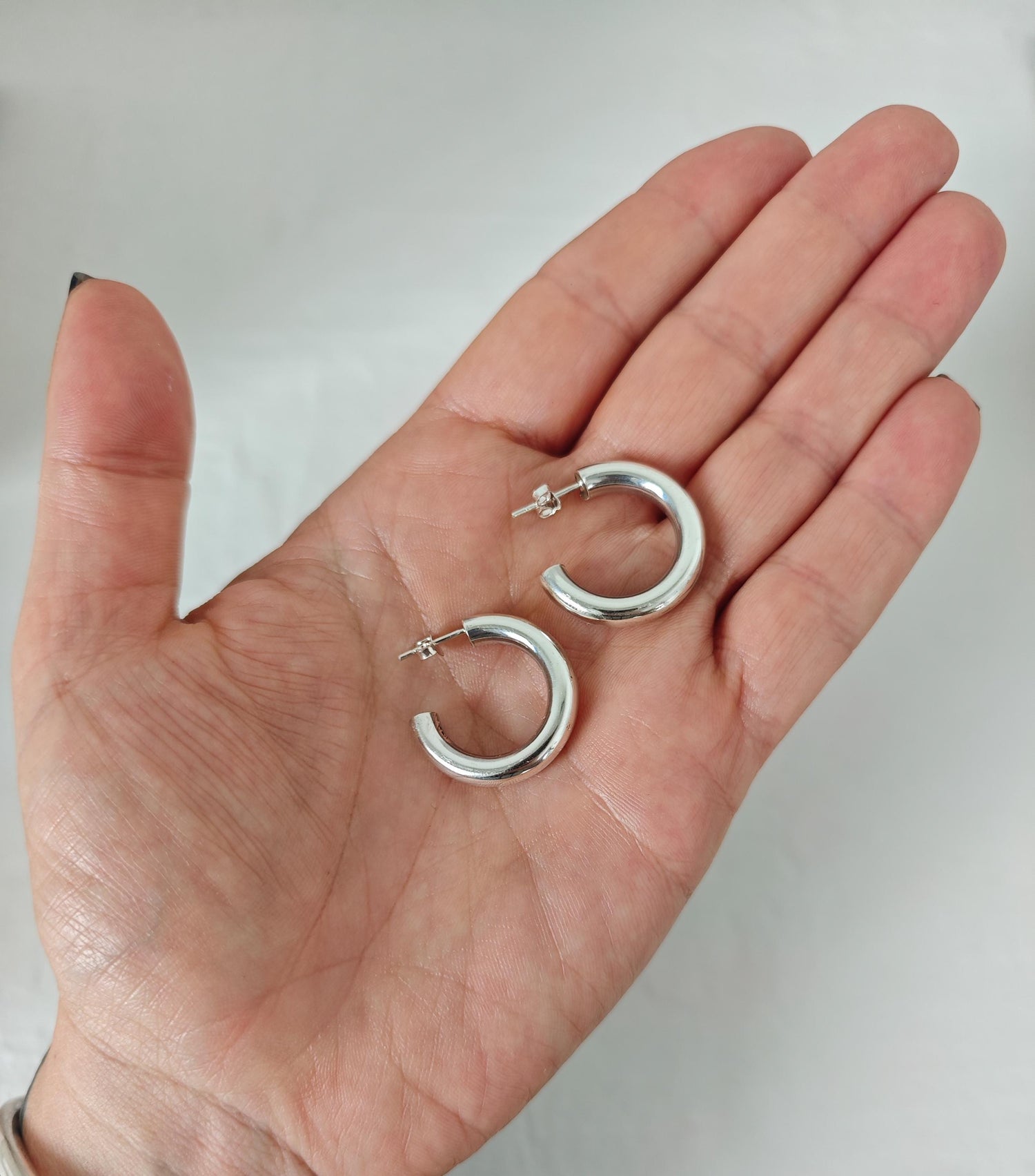 Offene Chunky Creolen aus Silber 925, Open Silver Hoops,Bold Statement Hoops 25mm