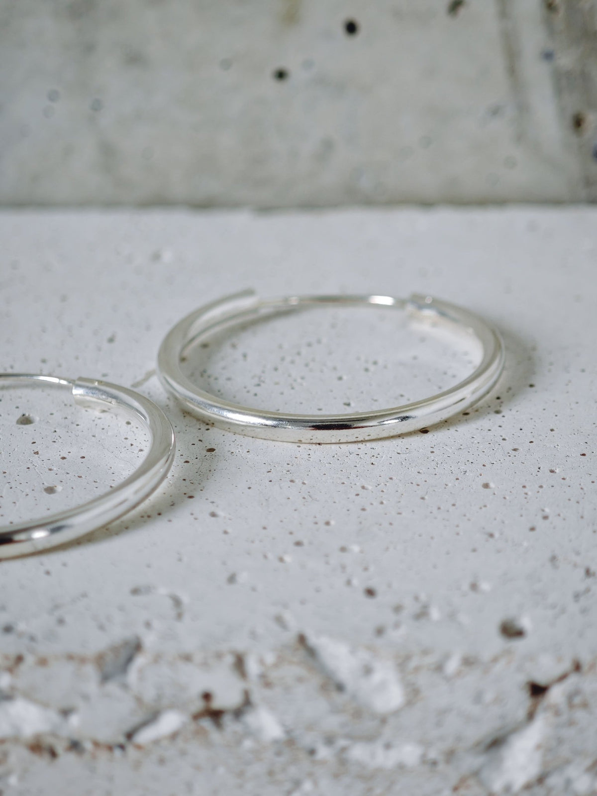 925 Silber Creolen 40mm x 3mm, Ohrreifen Minimalistisch, Silbercreolen, Hoops - CocosyBerlin