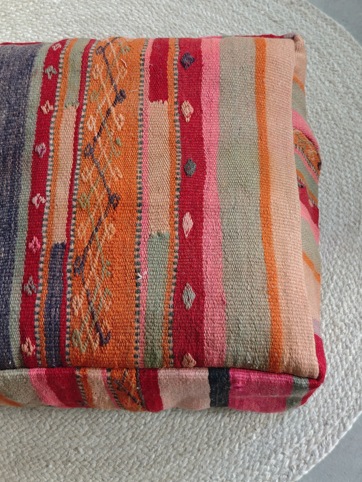Vintage Pouf und Kissenhülle aus Marokko, Bodenkissen, Boho Meditationskissen