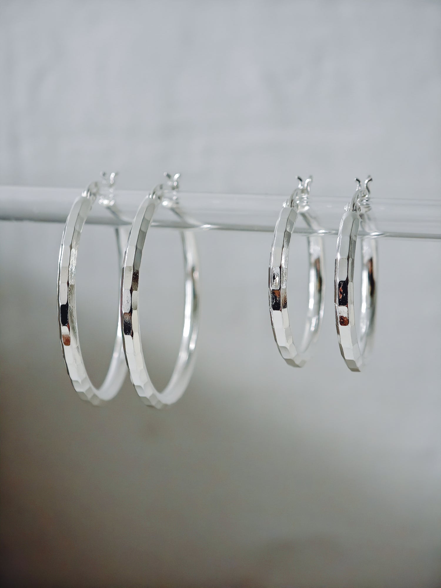 Facettierte Creolen aus 925 Silber, Discokugel Silber Ohrringe