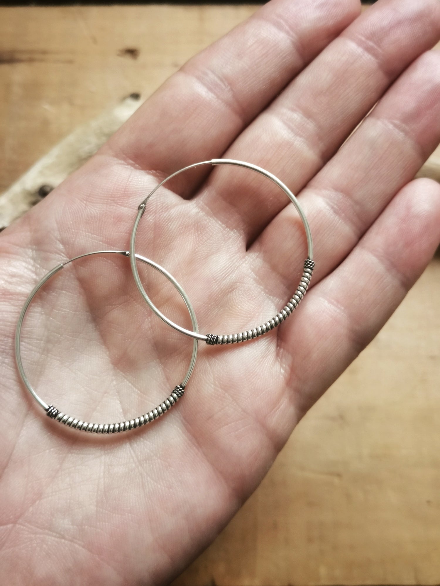 Sterling Silber Bali Creolen | 925 Silber Creolen 40mm | Ohrringe Silber 925 | Boho Hippie Creolen | Bali Hoops cocosy.berlin