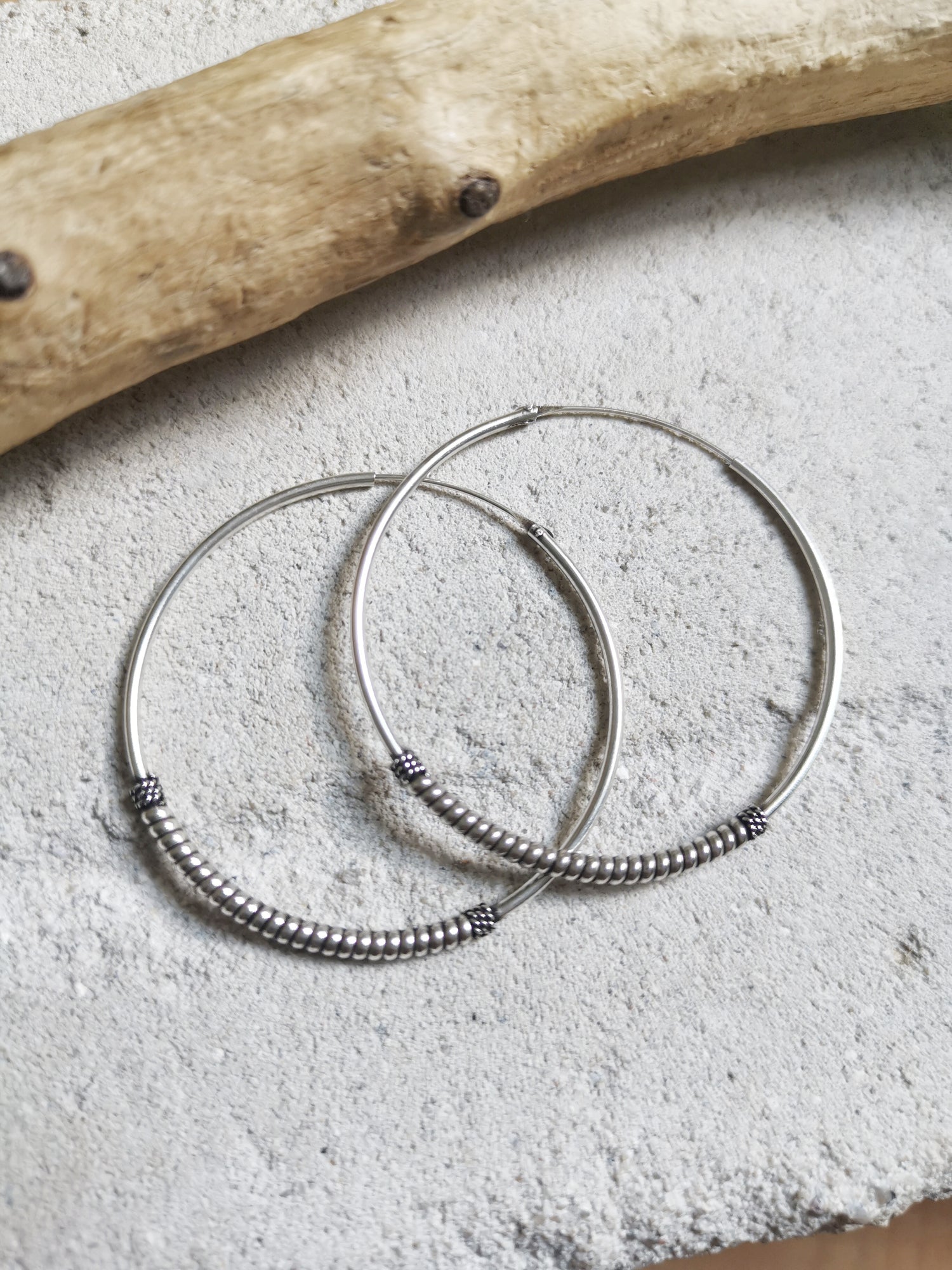 Sterling Silber Bali Creolen | 925 Silber Creolen 40mm | Ohrringe Silber 925 | Boho Hippie Creolen | Bali Hoops cocosy.berlin