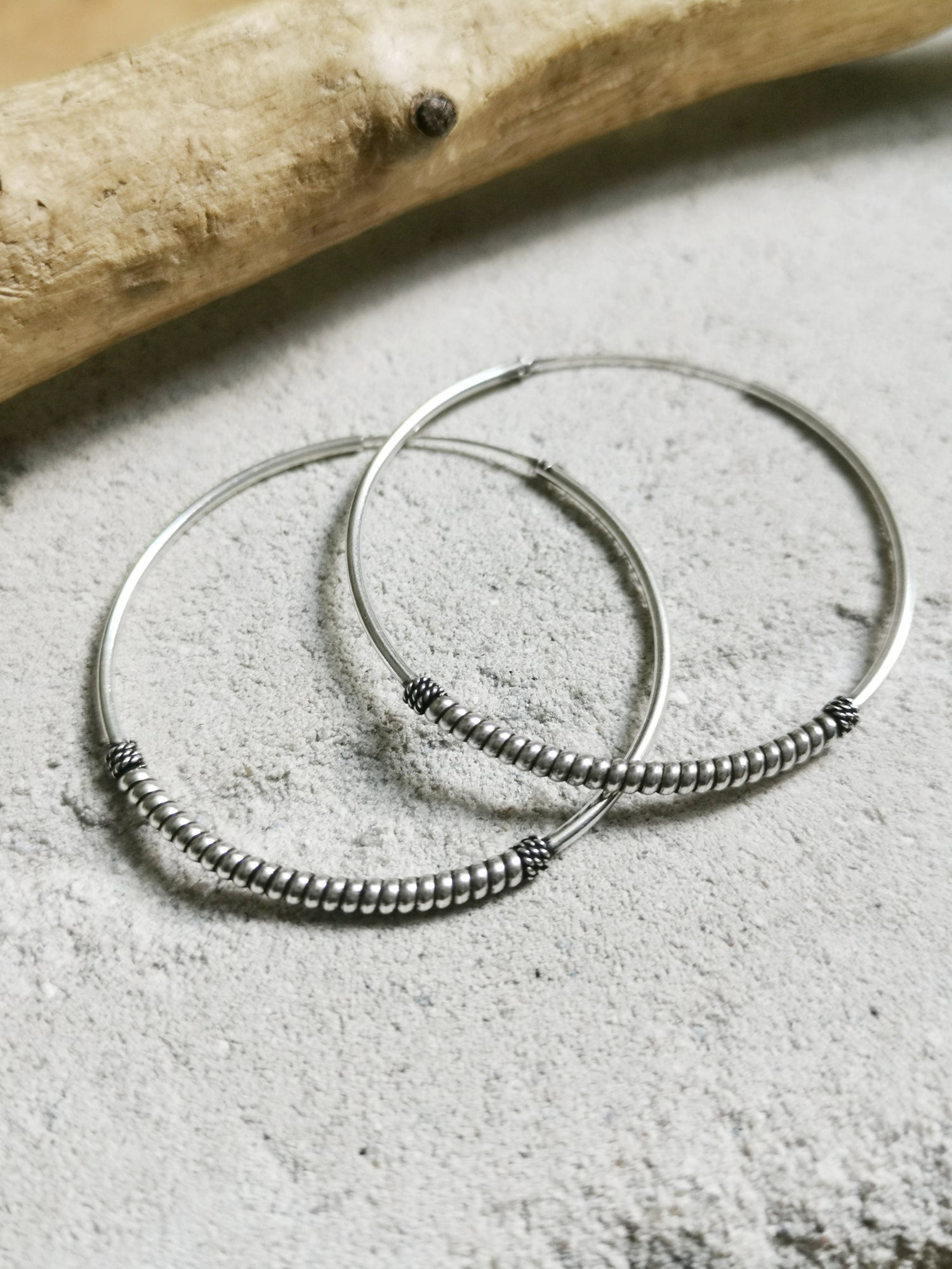 Sterling Silber Bali Creolen | 925 Silber Creolen 40mm | Ohrringe Silber 925 | Boho Hippie Creolen | Bali Hoops cocosy.berlin