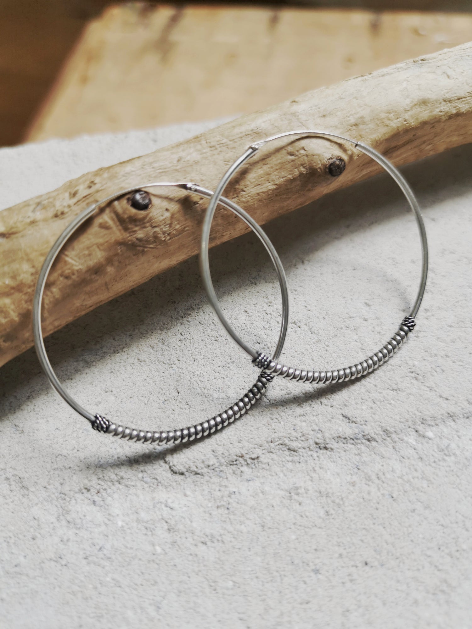 Sterling Silber Bali Creolen | 925 Silber Creolen 40mm | Ohrringe Silber 925 | Boho Hippie Creolen | Bali Hoops cocosy.berlin