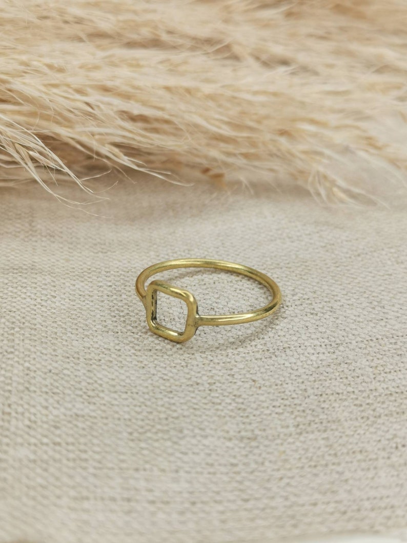 Square Ring, Stacking Ring, Minimalist Ring, Geometric Ring, Square Ring, Gold Ring, Brass Ring Gold