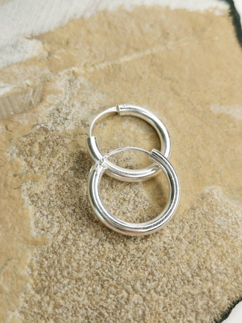 Breite leichte Sterling Silber 925 Creolen 18mm x 3mm gross, Medium Ohrreifen Minimalistisch, Gypsy Hippie Stil, Silbercreolen, Hoops - CocosyBerlin