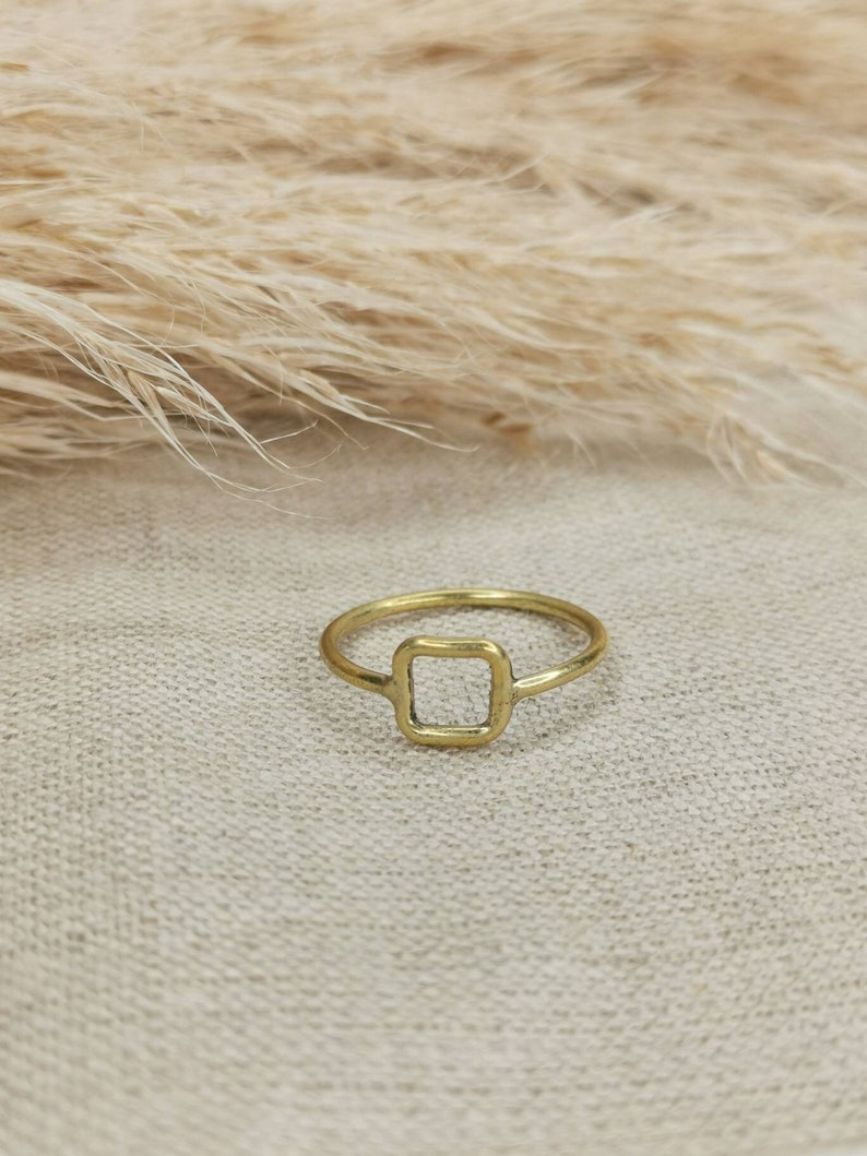 Square Ring, Stacking Ring, Minimalist Ring, Geometric Ring, Square Ring, Gold Ring, Brass Ring Gold