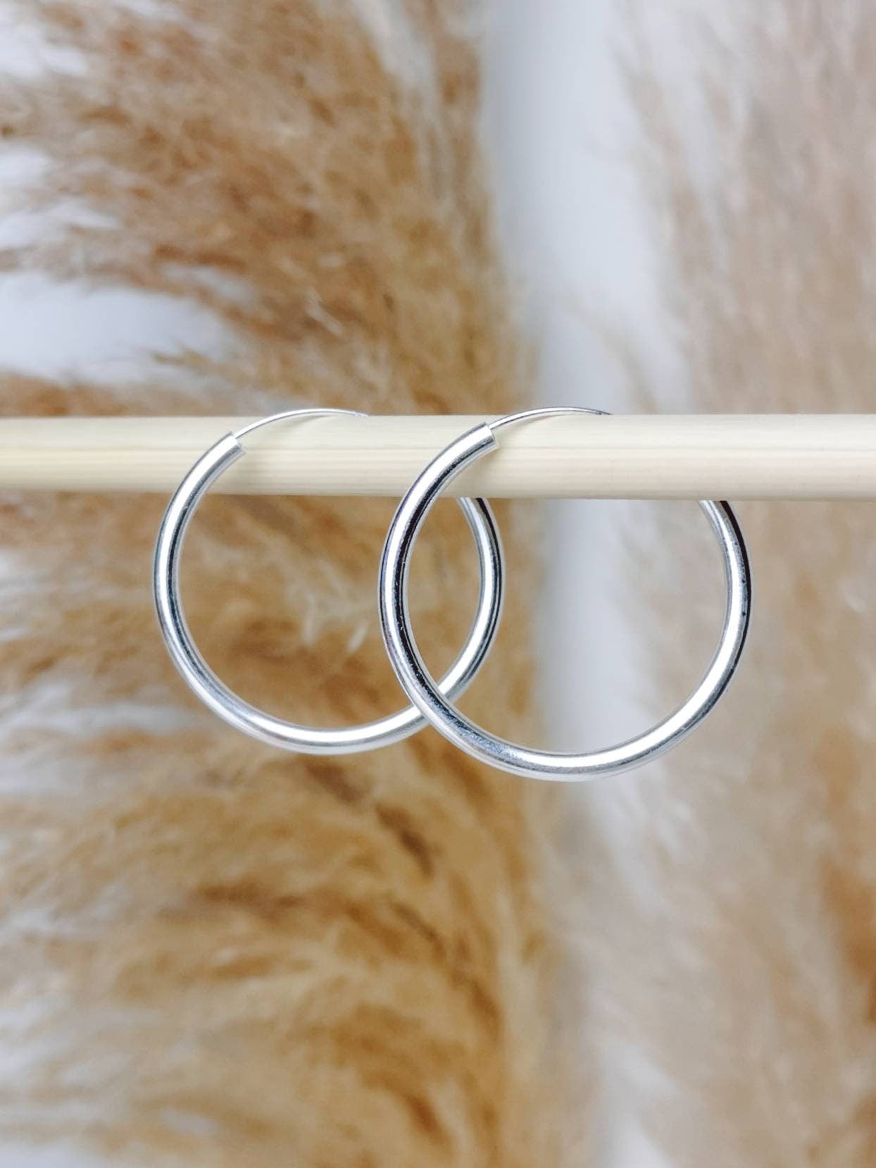 Breite leichte Sterling Silber 925 Creolen 35mm gross, Medium Ohrreifen Minimalistisch, Gypsy Hippie Stil, Silbercreolen, Hoops