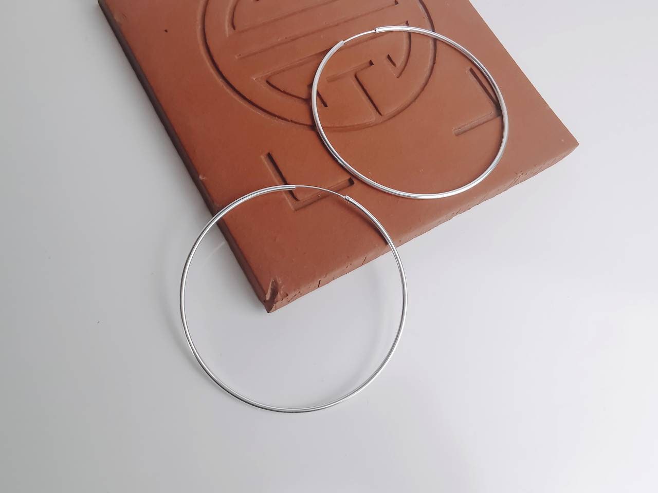 Extra Grosse leichte Silber 925 Creolen 80mm, XXL Oversize Ohrreifen, Minimalistische Ohrringe, Silbercreolen Hoops