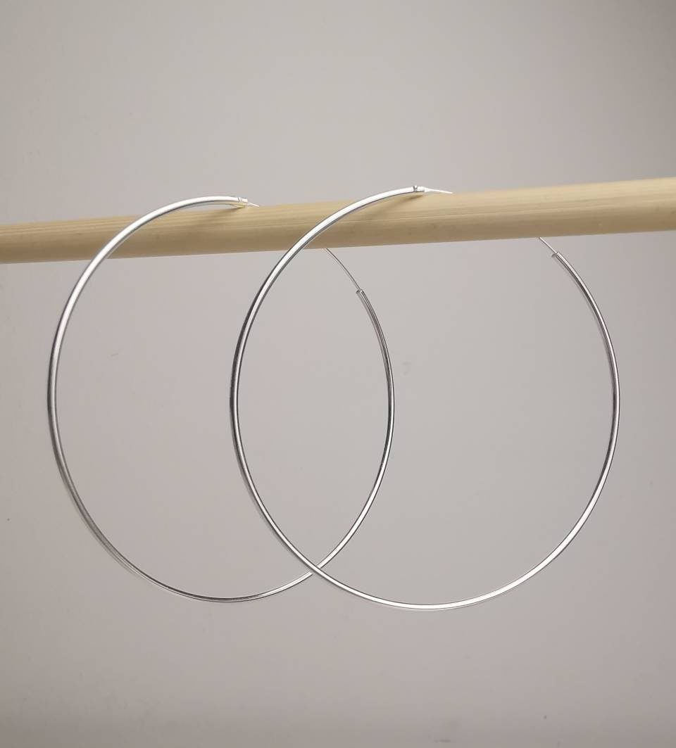 XXL Silber 925 Creolen 70mm x 1,5mm | Grosse Ohrreifen | Minimalistische Ohrringe | Silbercreolen | Sterling Silber Creolen | cocosy.berlin