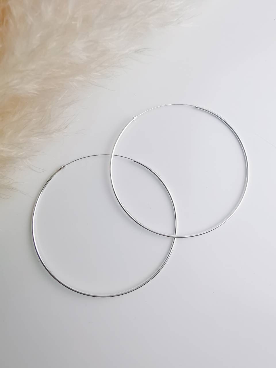 XXL Silber 925 Creolen 70mm x 1,5mm | Grosse Ohrreifen | Minimalistische Ohrringe | Silbercreolen | Sterling Silber Creolen | cocosy.berlin