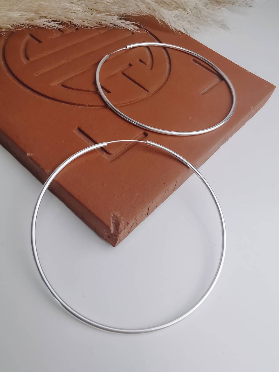 Extra Grosse leichte Silber 925 Creolen 80mm, XXL Oversize Ohrreifen, Minimalistische Ohrringe, Silbercreolen Hoops