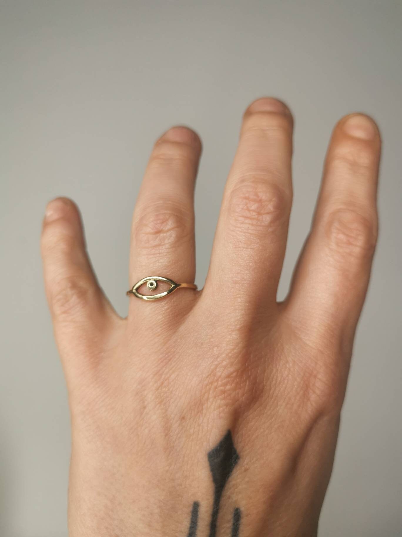 Bague en laiton avec œil / Bague en laiton / Bague de protection contre le mauvais œil / Bague bohème / Bijoux de festival / Bague dorée / Hippie / Tribal / Bague mauvais œil