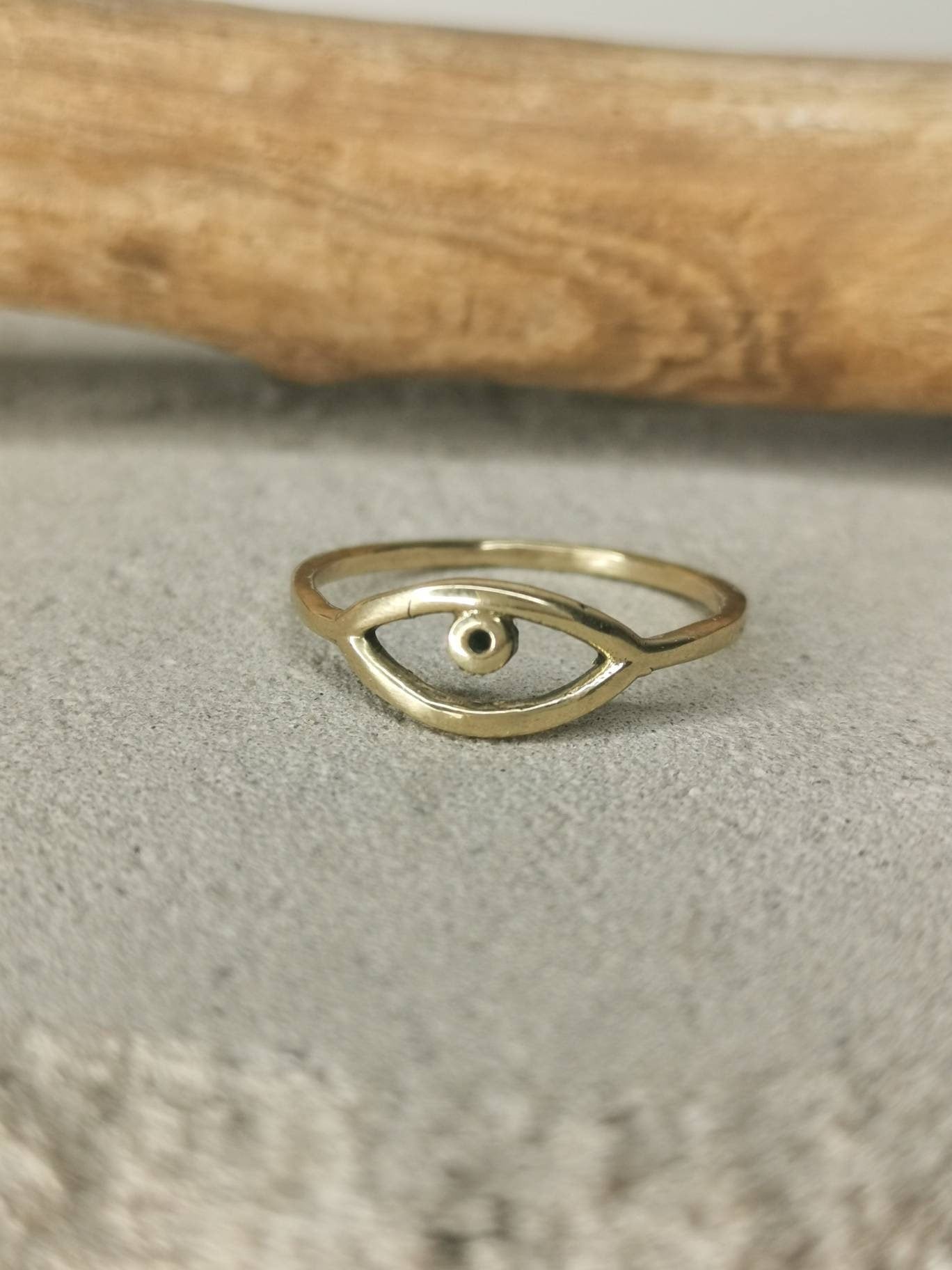 Bague en laiton avec œil / Bague en laiton / Bague de protection contre le mauvais œil / Bague bohème / Bijoux de festival / Bague dorée / Hippie / Tribal / Bague mauvais œil