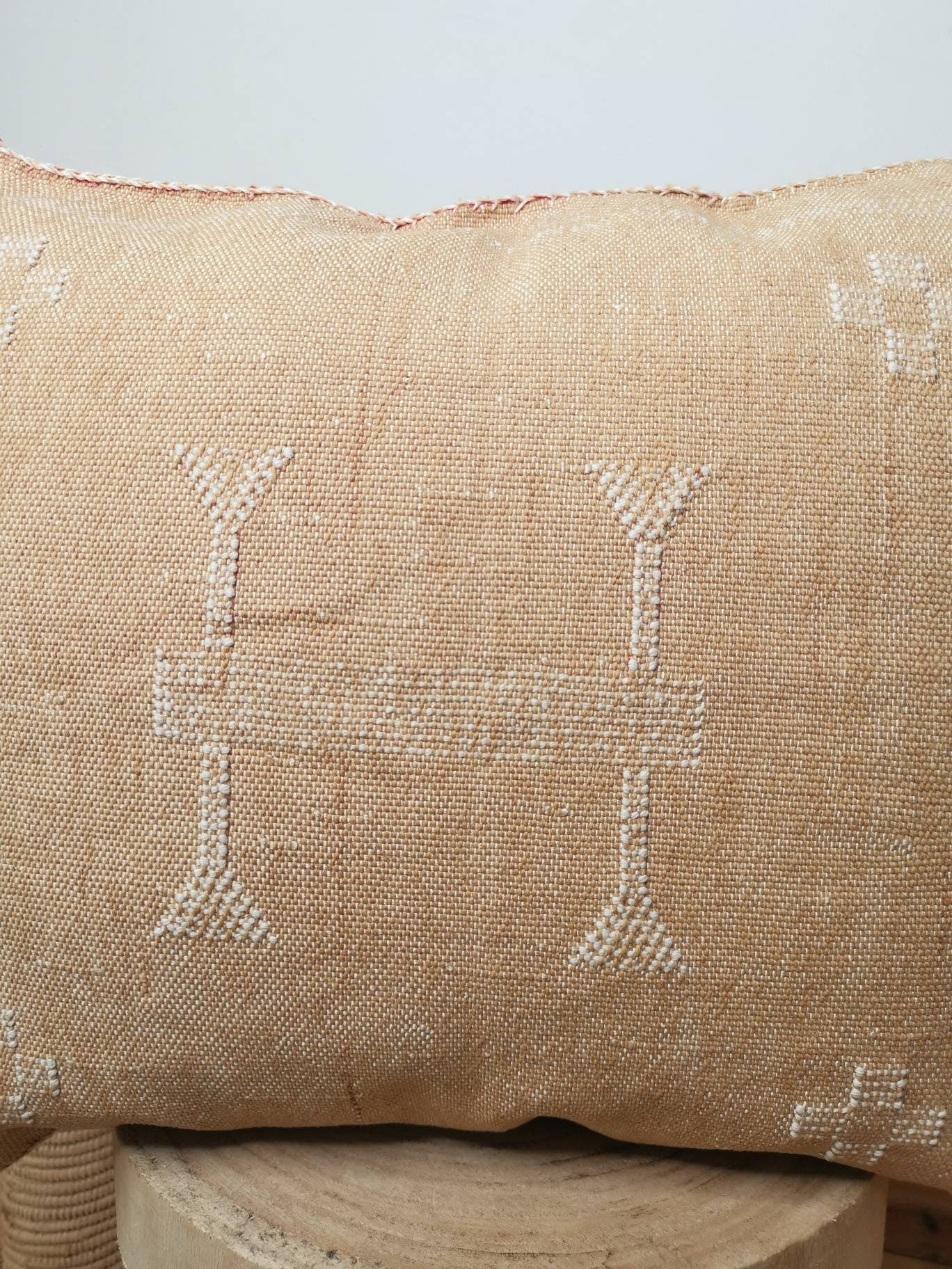 Boho Berber Kissenhülle, Boho Kissen aus Marokko, Marokkanisches Kissen aus Sabra Seide, Vintage Farbe, Kelim, 43x51cm Bohokissen Marrakesch