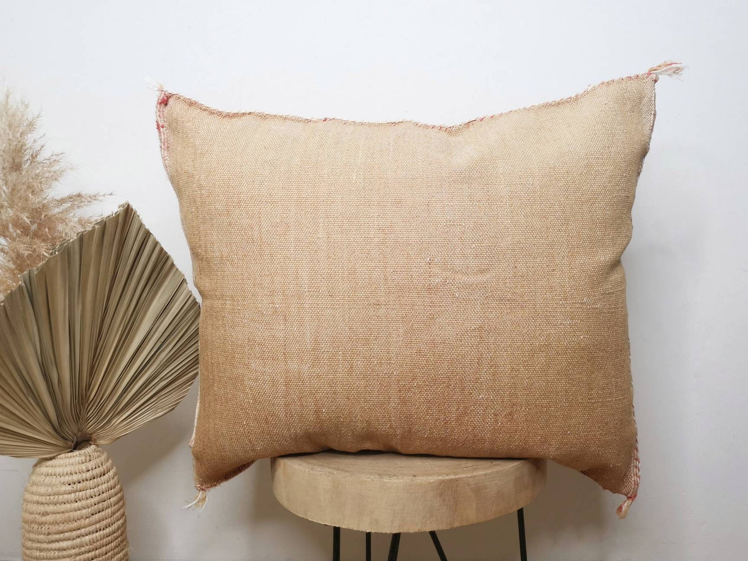 Boho Berber Kissenhülle, Boho Kissen aus Marokko, Marokkanisches Kissen aus Sabra Seide, Vintage Farbe, Kelim, 43x51cm Bohokissen Marrakesch