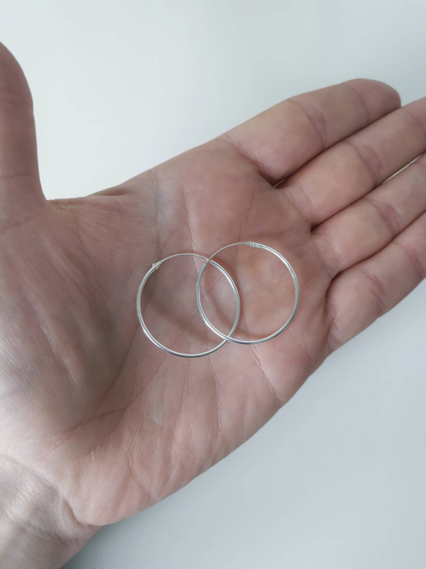 Creolen 925 Silber 30 mm x 1,2mm, Sterling Silber Creolen