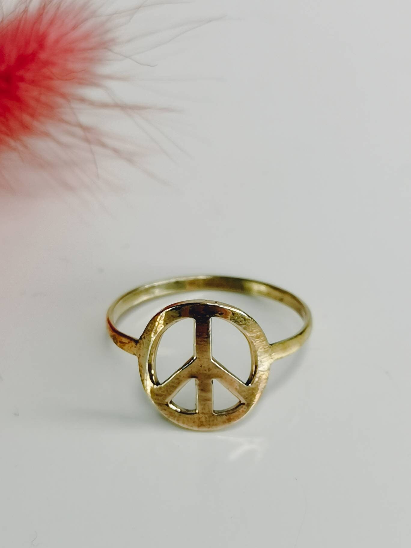 Brass Peace Ring, Stacking Ring, Minimalist Ring, Peace & Love Ring, Golden Ring, Gold Brass Ring