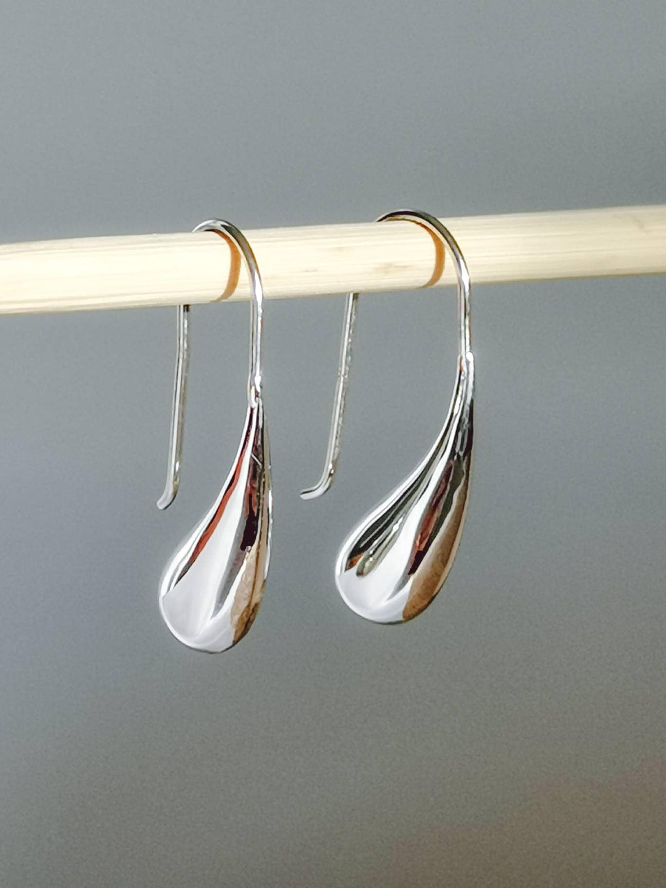 Boucles d'oreilles pendantes en argent 925, longues boucles d'oreilles pendantes, en forme de larme, boucles d'oreilles minimalistes, boucles d'oreilles pendantes en argent