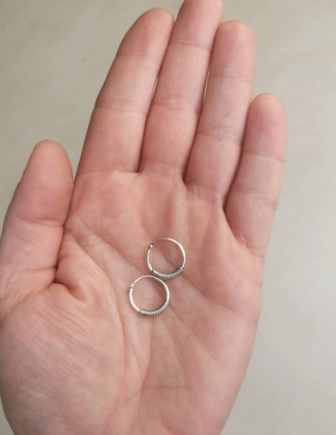 Créoles Bali en argent sterling, créoles en argent 925, créoles 14 mm, boucles d'oreilles argent 925, créoles bohème hippie, créoles Bali, mini créoles