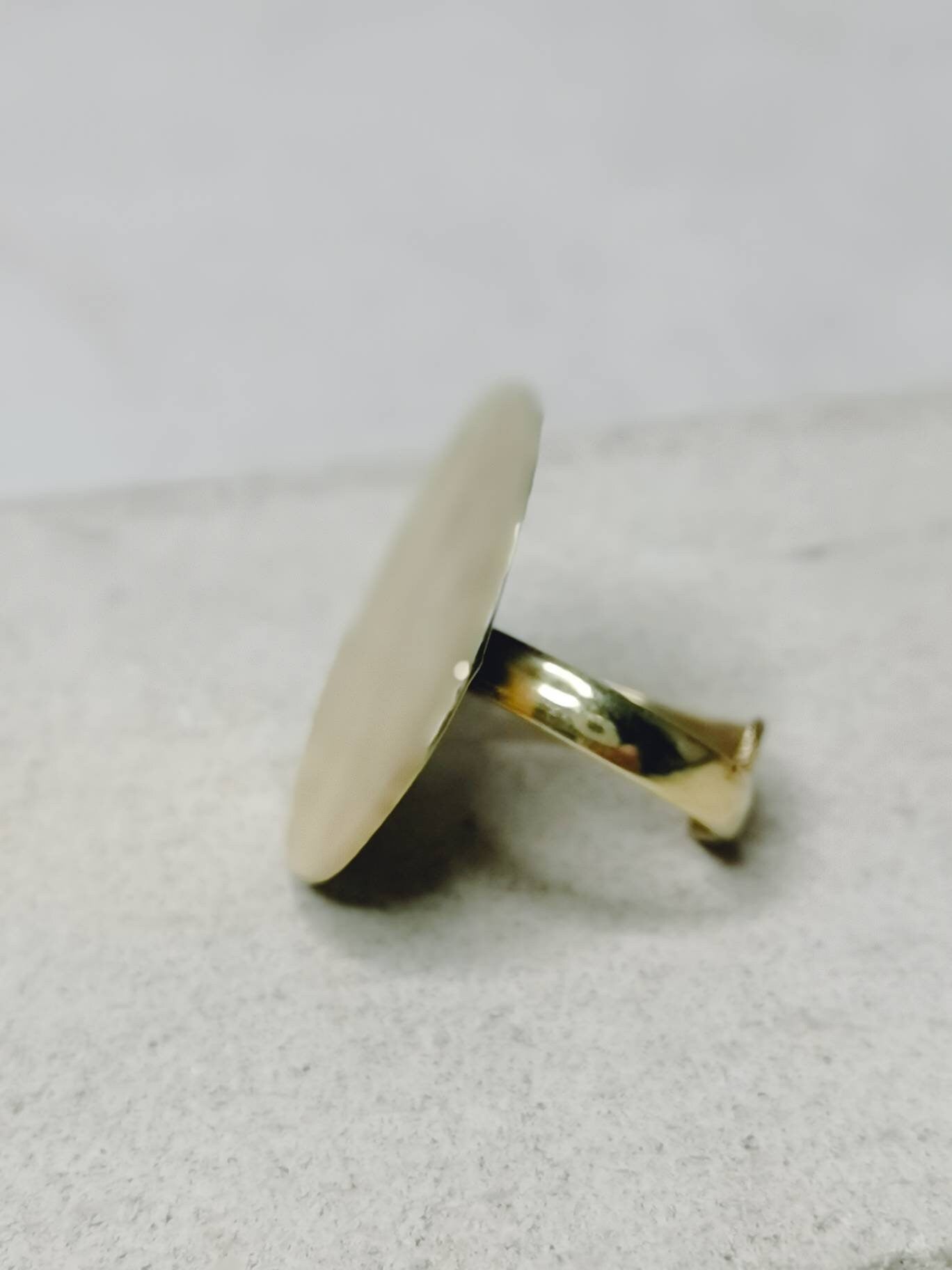Statement ring, brass ring, disc ring, large ring with disc, golden ring