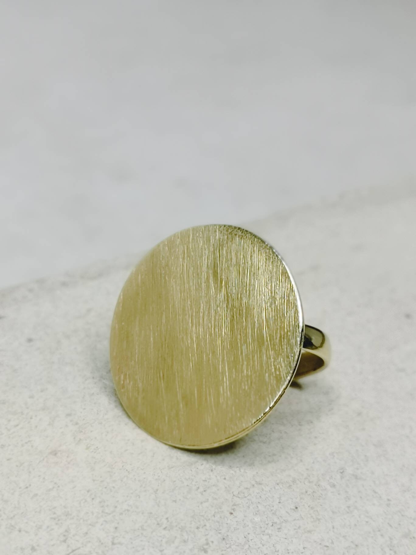 Statement ring, brass ring, disc ring, large ring with disc, golden ring