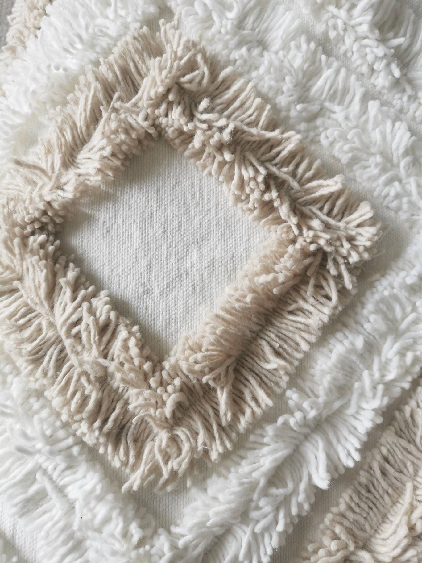 Cushion cover 50x50 cm, boho cushion made of cotton and wool, cushion with pom pom, tassels and fringes, hippie ethno cushion cover