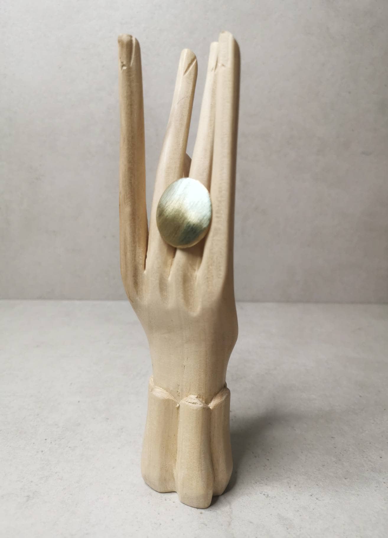 Statement ring, brass ring, disc ring, large ring with disc, golden ring