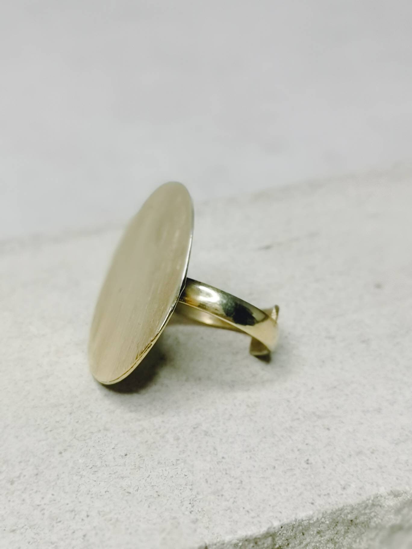Bague de déclaration, bague en laiton, bague à disque, grande bague avec disque, bague en or