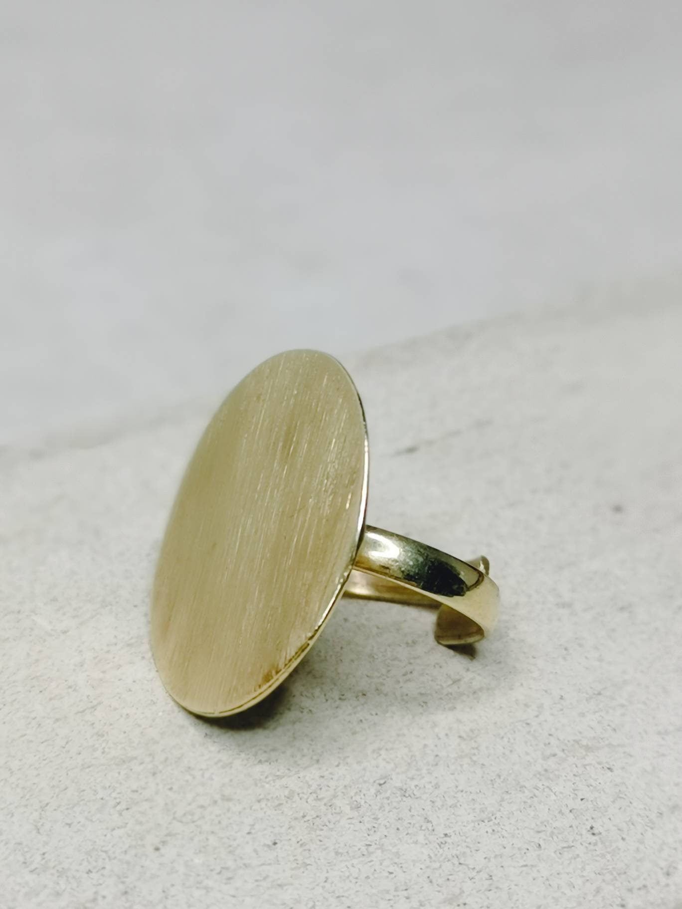 Statement ring, brass ring, disc ring, large ring with disc, golden ring