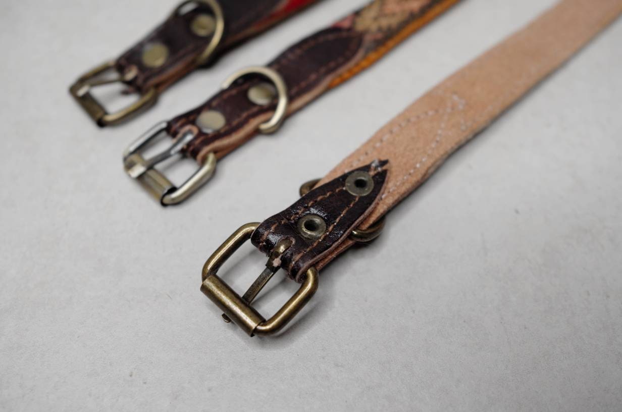 Hundehalsband aus Leder und Vintage Kelim Stoff, Kleines Hundehalsband aus Marokko, marokkanisches Halsband für kleine Hunde, Handarbeit