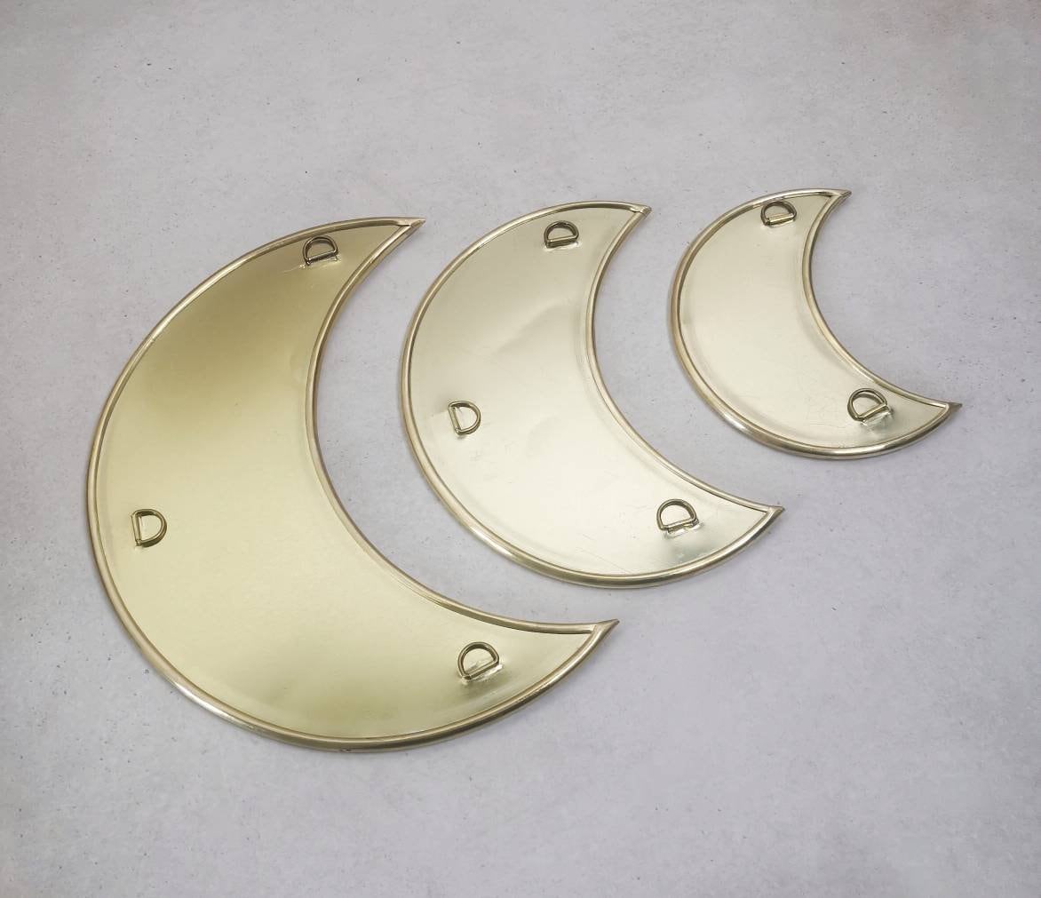 Mondspiegel, Spiegel aus goldenem Messing, Mondphase Wandspiegel, Handarbeit aus Marokko