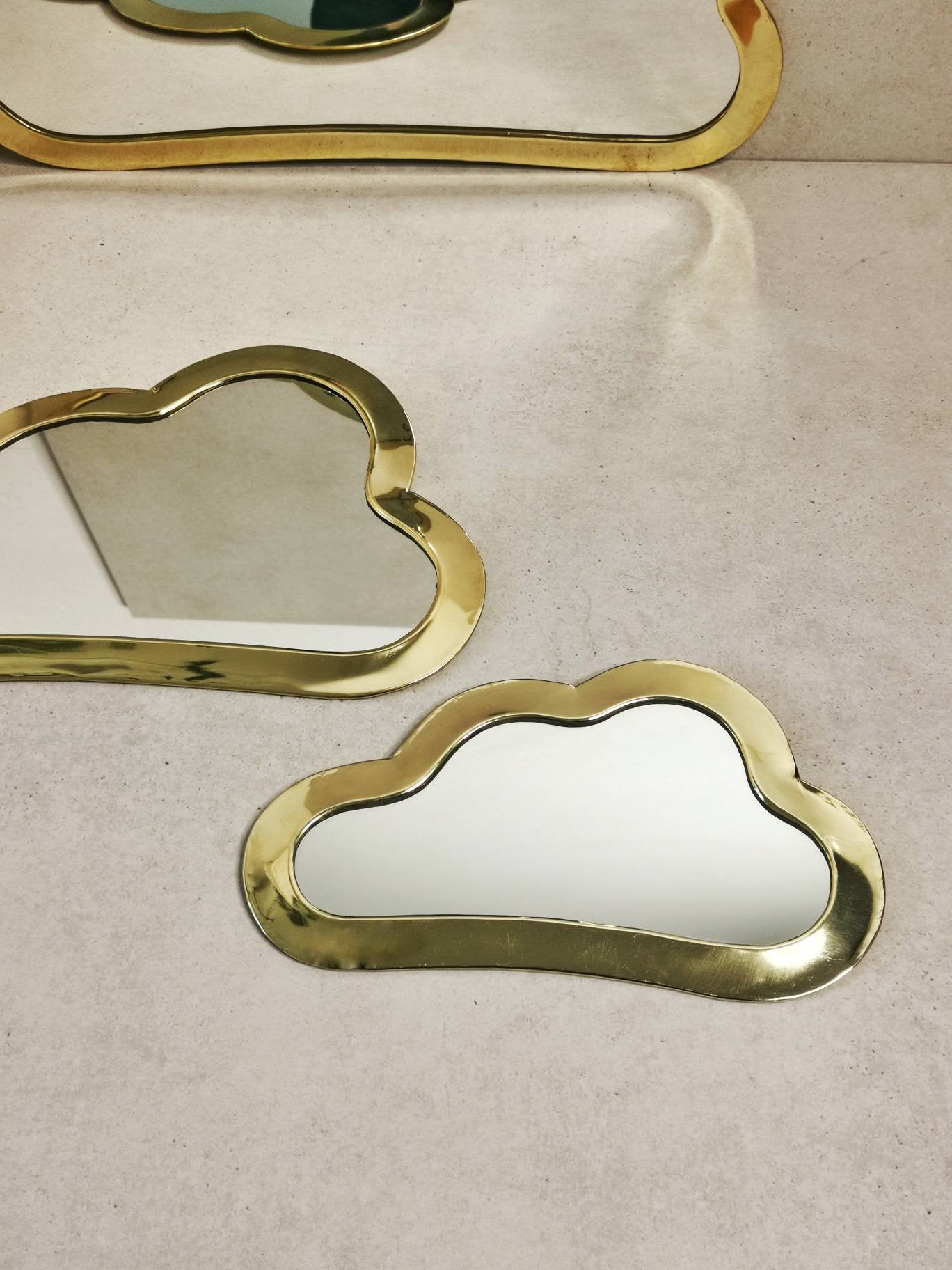 Wolkenspiegel, Spiegel aus goldenem Messing, Wolke Wandspiegel, Handarbeit aus Marokko