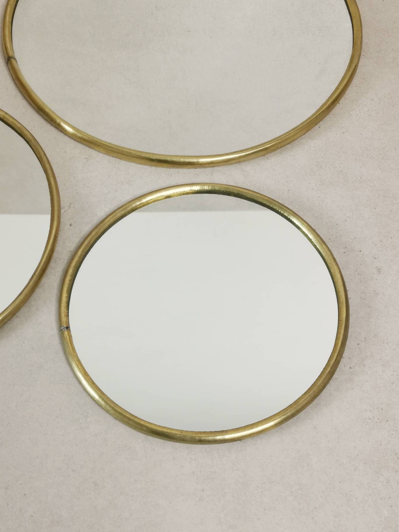 Round mirror, mirror with golden brass frame, round wall mirror, handmade from Morocco