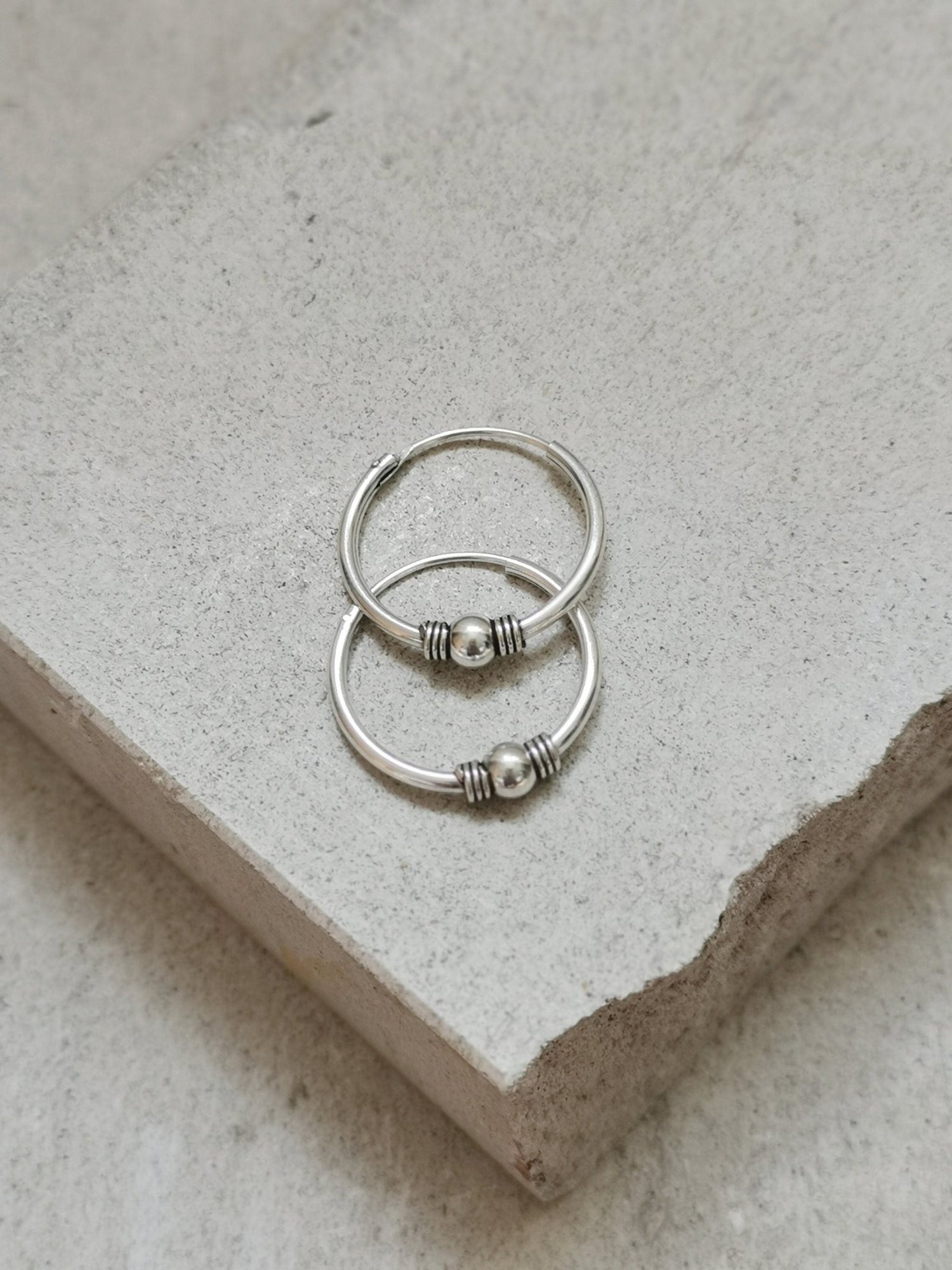 Bali Creolen 20mm aus 925er Silber, Sterling Silber Creolen, Ohrringe Silber 925, Boho Hippie Creolen - CocosyBerlin