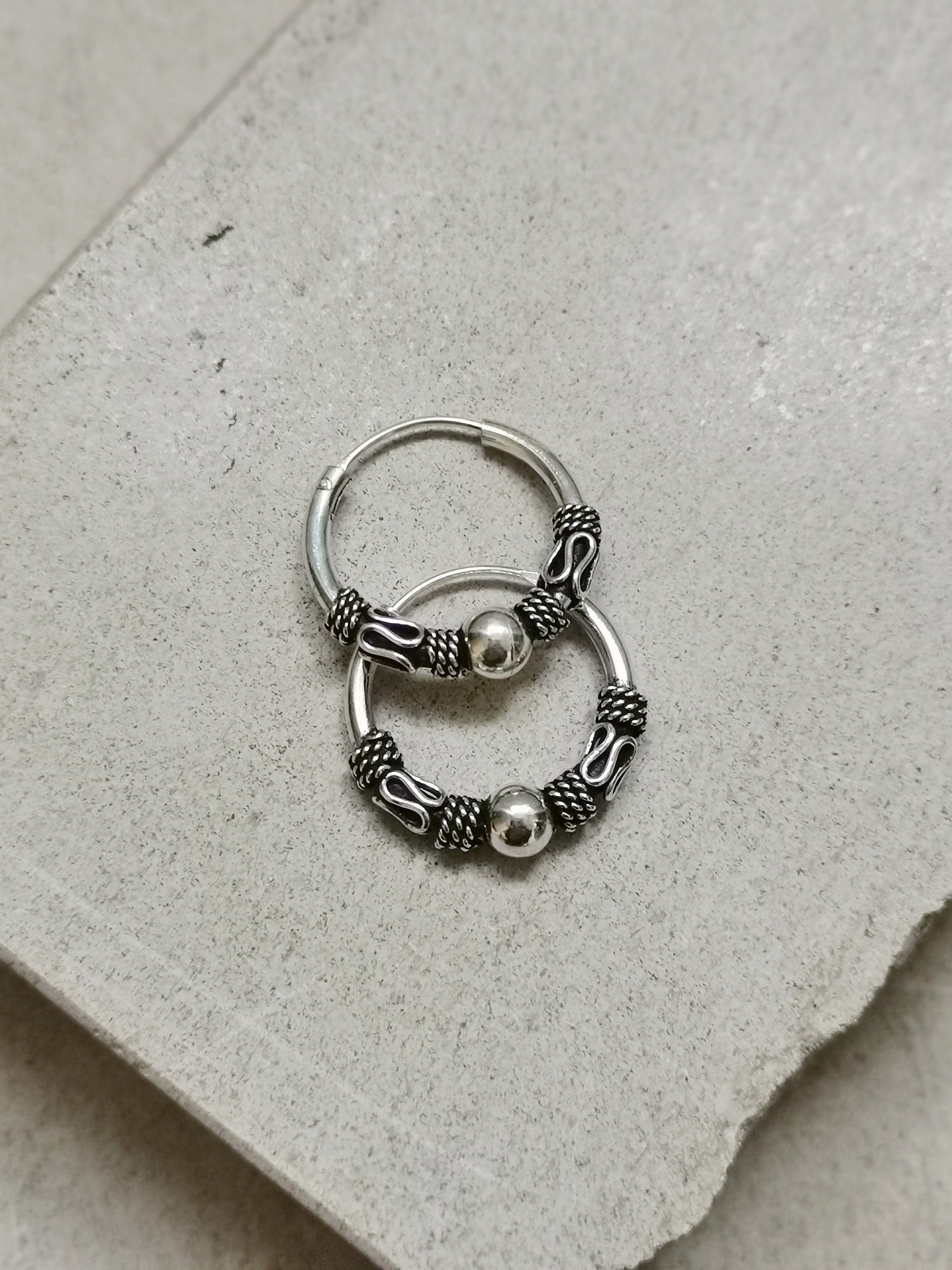 Bali Creolen 20mm aus 925er Silber, Sterling Silber Creolen, Ohrringe Silber 925, Boho Hippie Creolen