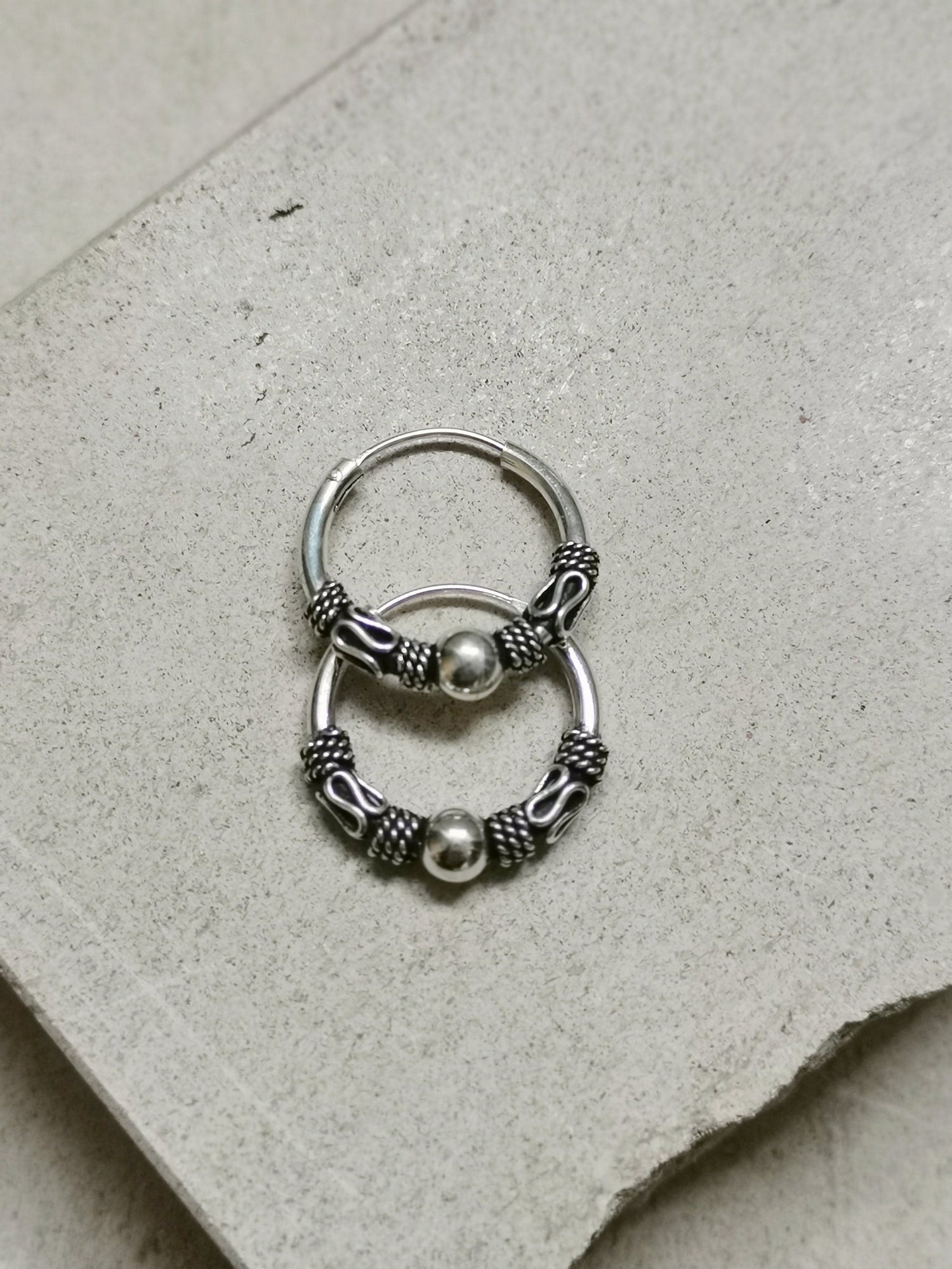 Bali Creolen 20mm aus 925er Silber, Sterling Silber Creolen, Ohrringe Silber 925, Boho Hippie Creolen - CocosyBerlin