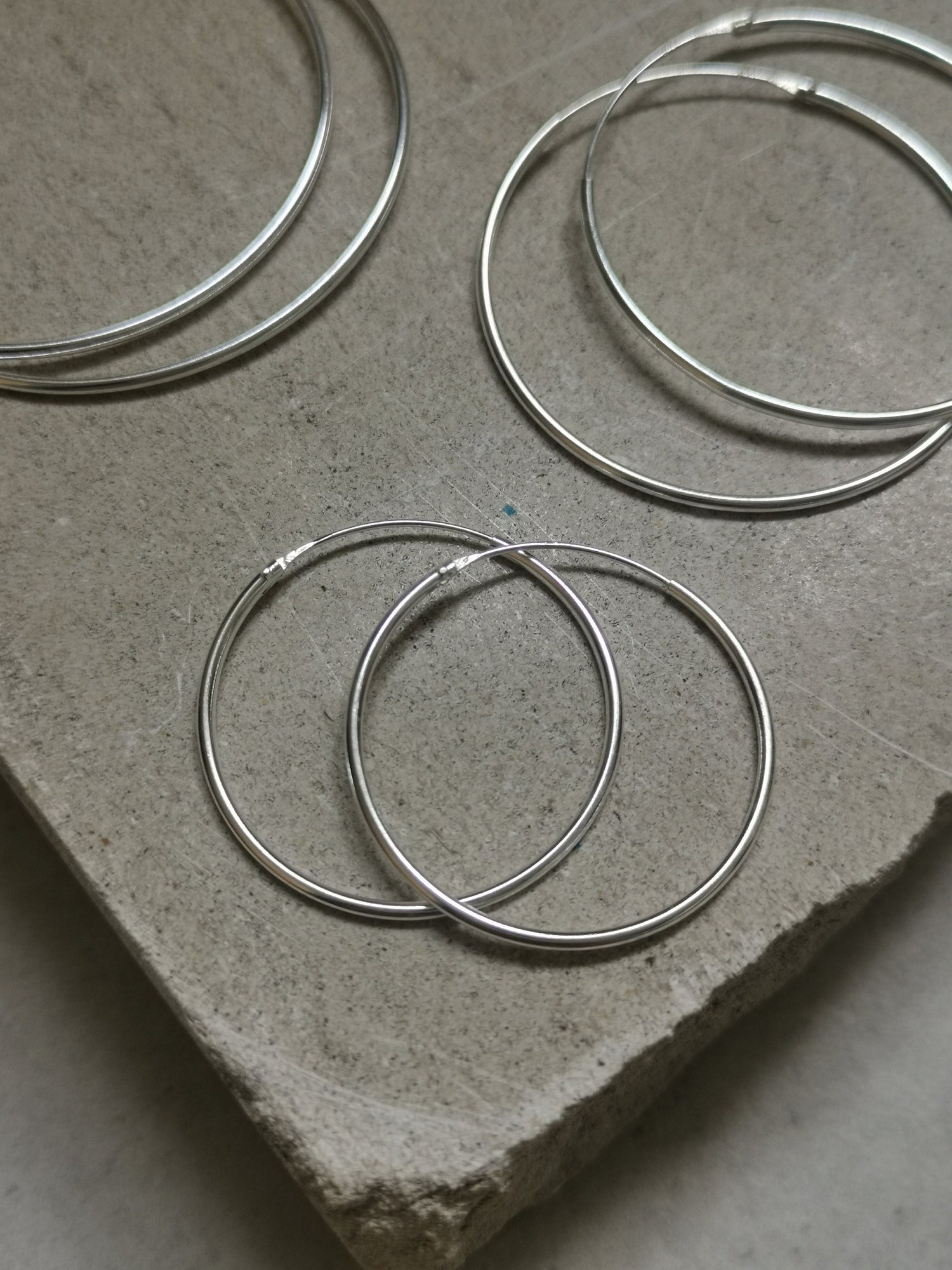 Dünne Creolen aus 925 Silber in 30mm, 40mm, 50mm, 60 mm, Sterling Silber Creolen, Silber Ohrringe fein und leicht
