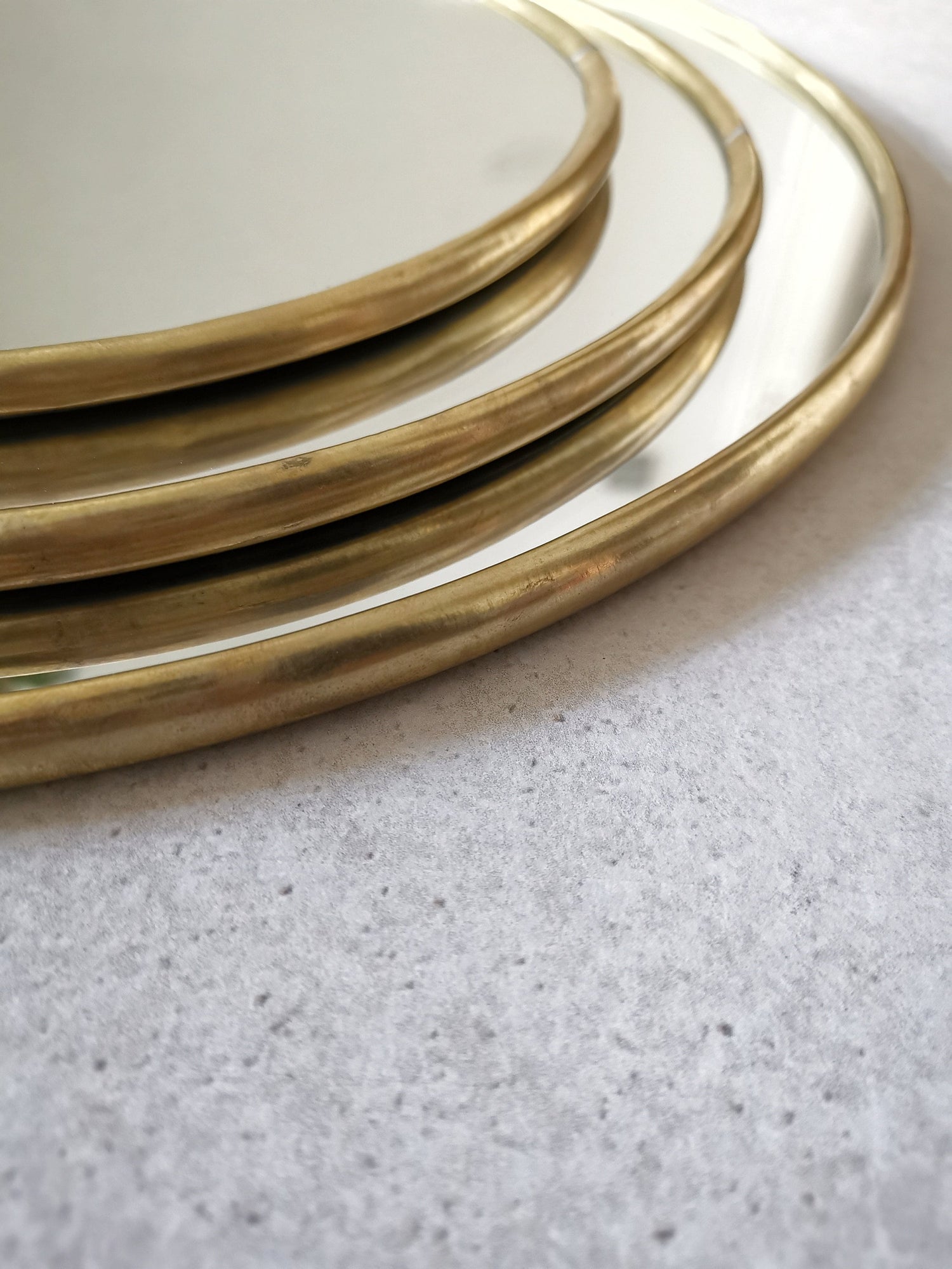 Round mirror, mirror with golden brass frame, round wall mirror, handmade from Morocco